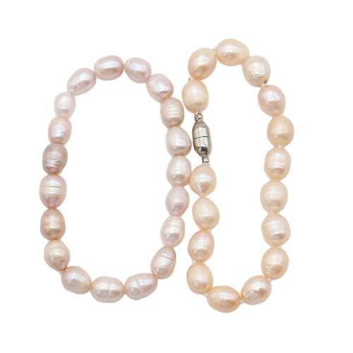 Freshwater Cultured Pearl Bracelet, Freshwater Pearl, with 304 Stainless Steel, Rice, fashion jewelry, mixed colors, 8-9mm, Length:18 cm, Sold By PC