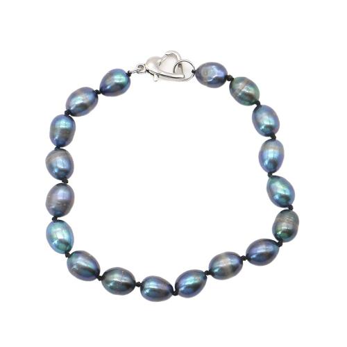 Freshwater Cultured Pearl Bracelet, Freshwater Pearl, with 304 Stainless Steel, Rice, fashion jewelry, mixed colors, 7-8mm, Length:18 cm, Sold By PC