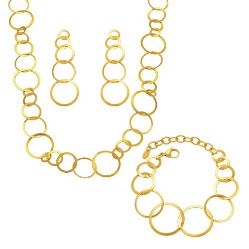 Fashion Stainless Steel Jewelry Sets, 304 Stainless Steel, plated, fashion jewelry & different styles for choice & for woman, golden, Sold By PC