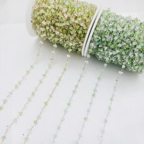 Decorative Beaded Chain, Brass, with Crystal, DIY, more colors for choice, 110x90x50mm, Sold By m