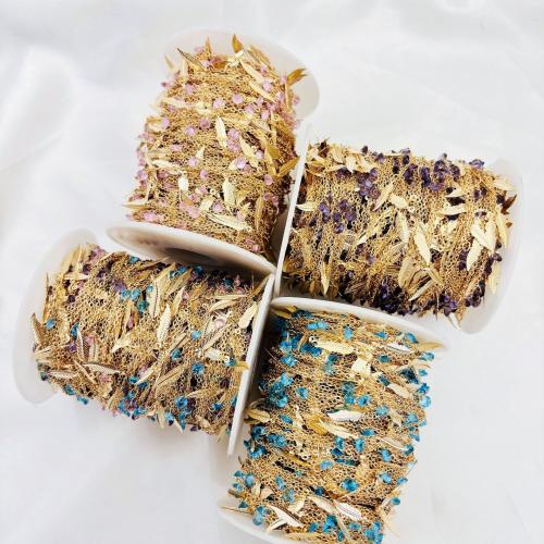 Brass Beading Chains, gold color plated, DIY & micro pave cubic zirconia, more colors for choice, 110x90x50mm, Sold By m