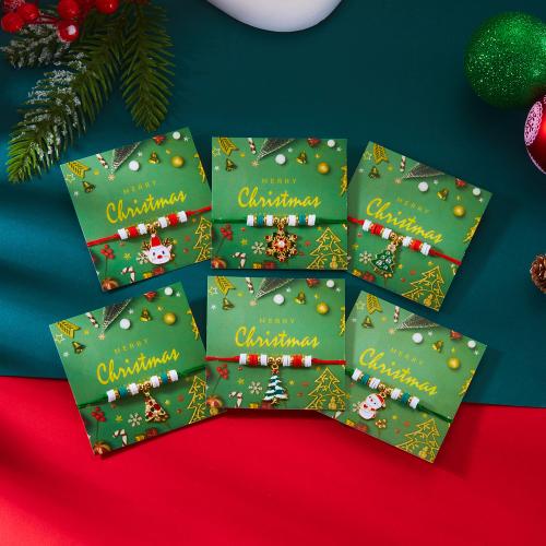 Pulsera de Navidad, aleación de zinc, con resina, chapado en color dorado, Diseño de Navidad & esmalte & con diamantes de imitación, más colores para la opción, Vendido por UD