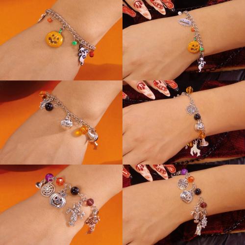 Tibetan Style Bracelet, with Crystal, gold color plated, Halloween Design, more colors for choice, Sold By PC