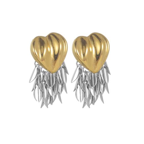Fashion Fringe Earrings, 304 Stainless Steel, plated, fashion jewelry & for woman & two tone, Sold By Pair