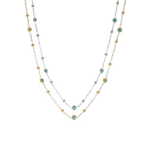 Collar de acero inoxidable de la joyería, acero inoxidable 304, con turquesa, chapado, para mujer, más colores para la opción, Vendido por UD