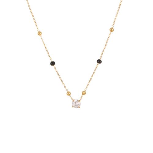 Stainless Steel Jewelry Necklace, 304 Stainless Steel, with Cubic Zirconia, plated, fashion jewelry & different styles for choice & for woman, more colors for choice, Sold By PC