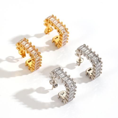 Stainless Steel Stud Earrings, 304 Stainless Steel, plated, fashion jewelry & with rhinestone, more colors for choice, Sold By Pair