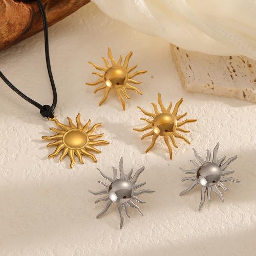 Fashion Stainless Steel Jewelry Sets, Stud Earring & necklace, 304 Stainless Steel, Sun, plated, fashion jewelry, more colors for choice, Sold By Pair