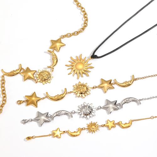 Fashion Stainless Steel Jewelry Sets, bracelet & necklace, 304 Stainless Steel, plated, fashion jewelry, more colors for choice, Sold By PC