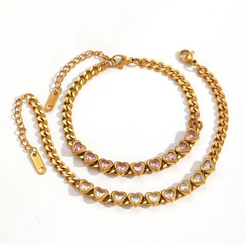 Pulsera de Acero Inoxidable, acero inoxidable 304, chapado, Joyería & con diamantes de imitación, más colores para la opción, Vendido por UD