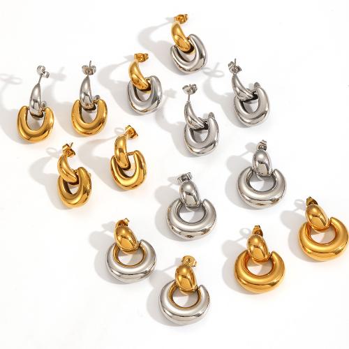 Stainless Steel Stud Earrings, 304 Stainless Steel, plated, fashion jewelry, more colors for choice, Sold By Pair