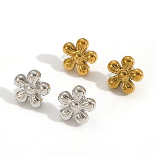 Stainless Steel Stud Earrings, 304 Stainless Steel, Flower, plated, fashion jewelry, more colors for choice, Sold By Pair