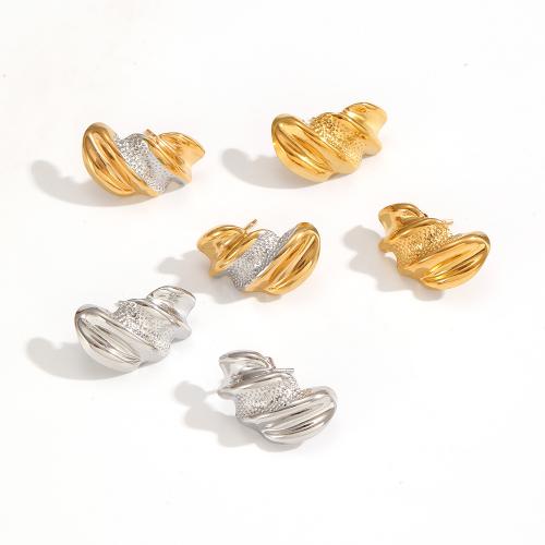 Stainless Steel Stud Earrings, 304 Stainless Steel, Bread, plated, fashion jewelry, more colors for choice, Sold By Pair