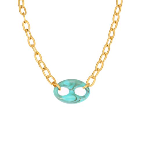 Stainless Steel Jewelry Necklace, 304 Stainless Steel, with Resin, plated, fashion jewelry & for woman, more colors for choice, Sold By PC