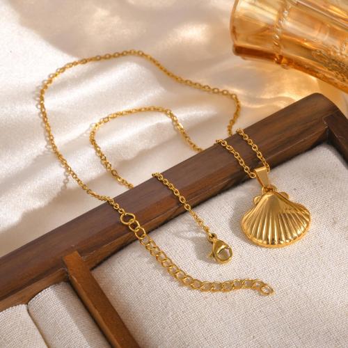 Edelstahl Schmuck Halskette, 304 Edelstahl, Schale, plattiert, Modeschmuck & für Frau, goldfarben, verkauft von PC