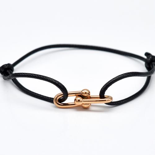 acier inoxydable 316L bracelet, avec corde de cire, Placage, unisexe & réglable, plus de couleurs à choisir, Longueur:Environ 15-22 cm, Vendu par PC