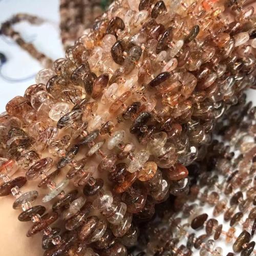 Natural Quartz Jewelry Beads, Titanium Rutilated Quartz, DIY, 10mm, Sold Per Approx 35-40 cm Strand