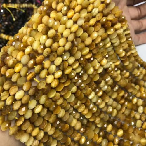 Perles oeil de tigre, abaque, poli, DIY & normes différentes pour le choix & facettes, Or, Vendu par Environ 35-40 cm brin