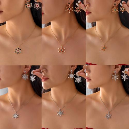 Tibetan Style Jewelry Sets, gold color plated, Christmas Design & with rhinestone, more colors for choice, Sold By Set
