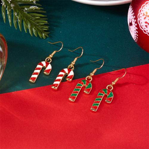 Christmas Earrings, Tibetan Style, gold color plated, Christmas Design & enamel, more colors for choice, Sold By Pair