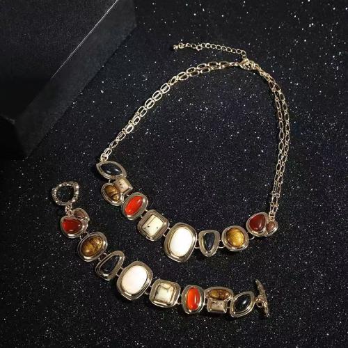 Resin Jewelry Sets, Tibetan Style, with iron chain & Resin, gold color plated, fashion jewelry, more colors for choice, Sold By PC