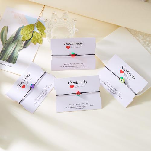 Mode Wachsschnur Armbänder, Polymer Ton, mit Wachsschnur, goldfarben plattiert, Modeschmuck, keine, verkauft von PC