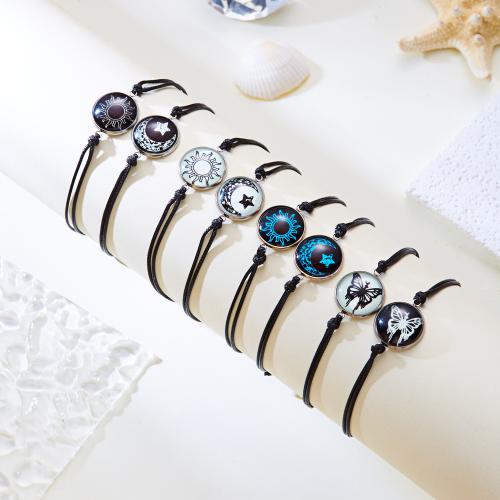 Fashion Create Wax Cord Bracelets, with Glass, gold color plated, fashion jewelry & luminated, more colors for choice, Sold By PC