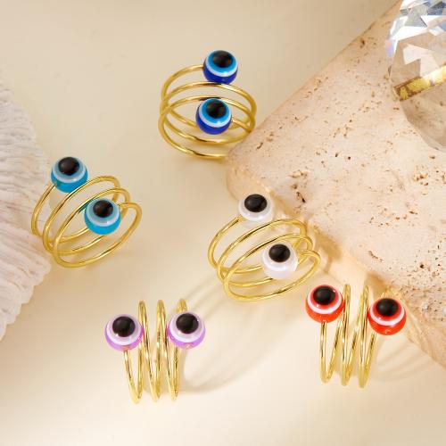 Evil Eye Jewelry Finger Ring, Tibetan Style, with Glass, gold color plated, fashion jewelry, more colors for choice, Sold By PC