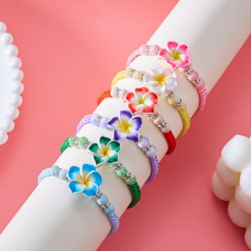 Fashion Bracelet & Bangle Jewelry, Wax Cord, with Polymer Clay & Tibetan Style, gold color plated, fashion jewelry, more colors for choice, Sold By PC