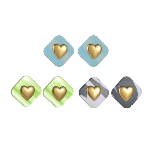 Stainless Steel Stud Earrings, 304 Stainless Steel, with Acrylic, plated, fashion jewelry & for woman, more colors for choice, Sold By Pair