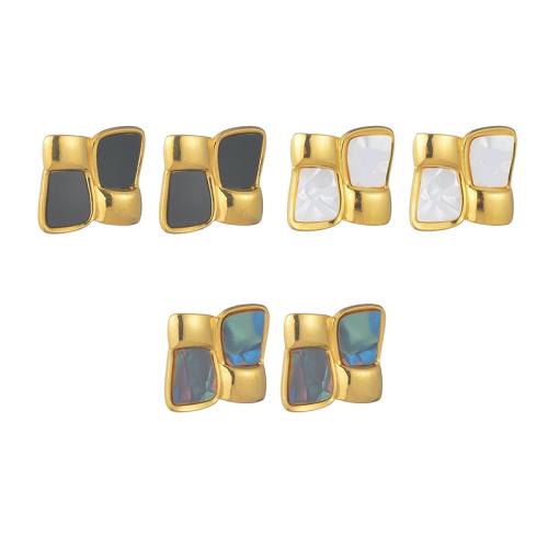Stainless Steel Stud Earrings, 304 Stainless Steel, with Acrylic, gold color plated, fashion jewelry & for woman, more colors for choice, Sold By Pair