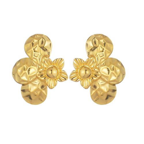 Stainless Steel Stud Earrings, 304 Stainless Steel, petals, 18K gold plated, fashion jewelry & for woman, Sold By Pair