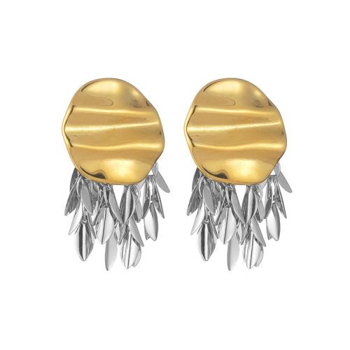 Fashion Fringe Earrings, 304 Stainless Steel, plated, fashion jewelry & for woman & two tone, Sold By Pair