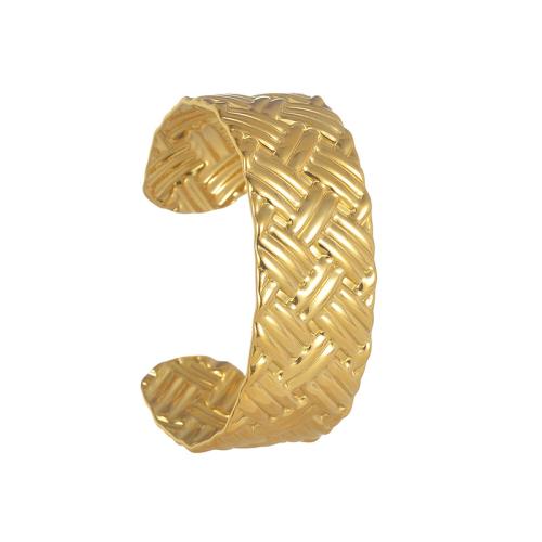 304 Stainless Steel Cuff Bangle, plated, fashion jewelry & for woman, golden, Sold By Pair