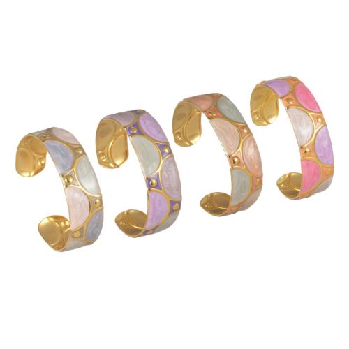 304 Stainless Steel Cuff Bangle, gold color plated, fashion jewelry & for woman & enamel, more colors for choice, Sold By PC