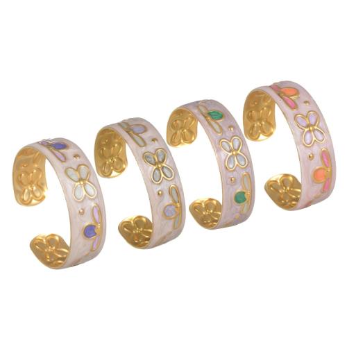 304 Stainless Steel Cuff Bangle, gold color plated, fashion jewelry & for woman & enamel, more colors for choice, Sold By PC