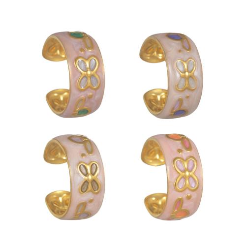 Enamel Stainless Steel Finger Ring, 304 Stainless Steel, gold color plated, fashion jewelry & for woman, more colors for choice, Sold By PC