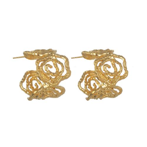 Stainless Steel Stud Earrings, 304 Stainless Steel, 18K gold plated, fashion jewelry & for woman & hollow, Sold By Pair