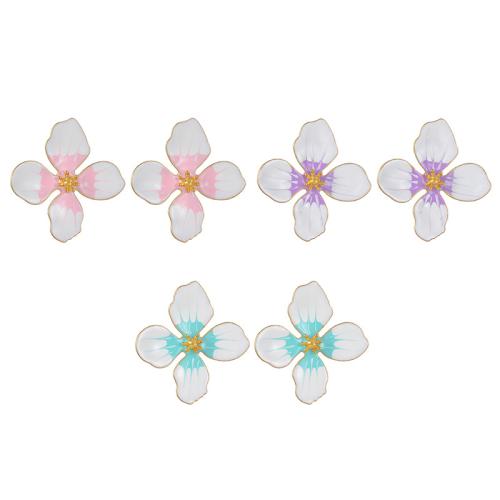 Stainless Steel Stud Earrings, 304 Stainless Steel, Flower, gold color plated, fashion jewelry & for woman & enamel, more colors for choice, Sold By Pair