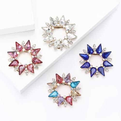 Rhinestone Brooch, Tibetan Style, plated, fashion jewelry & with rhinestone, more colors for choice, Sold By PC