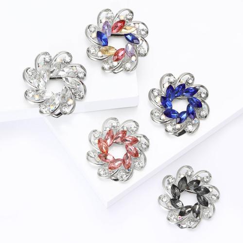 Rhinestone Brooch, Tibetan Style, plated, fashion jewelry & with rhinestone, more colors for choice, Sold By PC