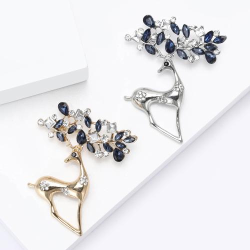 Rhinestone Brooch, Tibetan Style, Deer, plated, fashion jewelry & with rhinestone, more colors for choice, Sold By PC