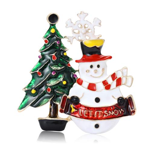 Christmas Brooches, Tibetan Style, Snowman, plated, Christmas Design & fashion jewelry & enamel, mixed colors, Sold By PC