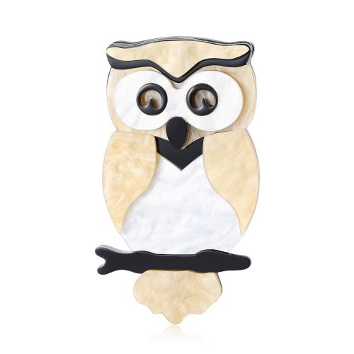 Acrylic Brooch, Tibetan Style, with Acrylic, Owl, plated, fashion jewelry & enamel, mixed colors, Sold By PC
