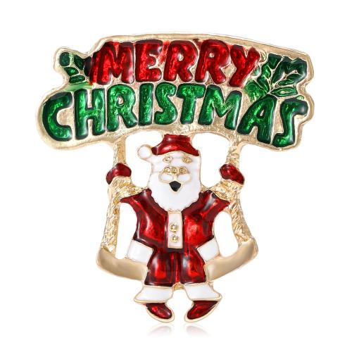 Christmas Brooches, Tibetan Style, Santa Claus, plated, fashion jewelry & enamel, mixed colors, Sold By PC