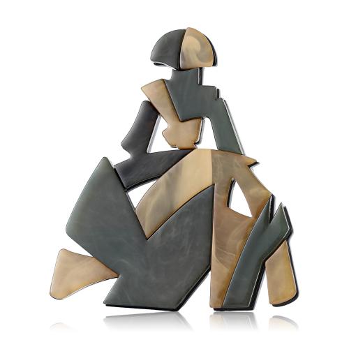 Acrylic Brooch, with Tibetan Style, fashion jewelry, mixed colors, Sold By PC