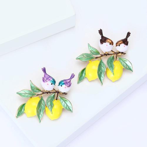 Broche émail, alliage de zinc, oiseau, Placage, bijoux de mode, plus de couleurs à choisir, 42x42mm, Vendu par PC