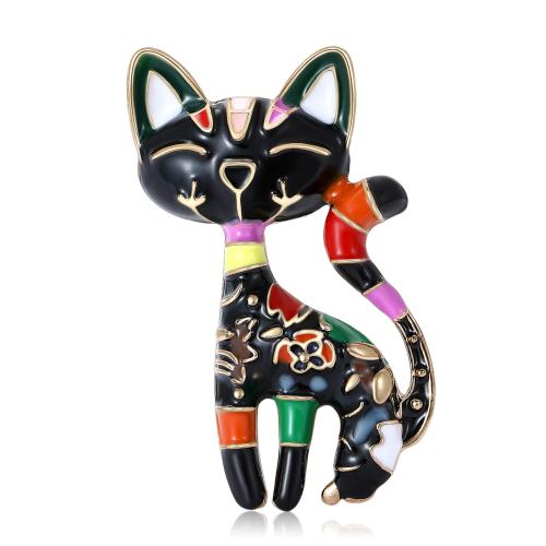 El esmalte Broche, aleación de zinc, Gato, chapado, Joyería, más colores para la opción, 42x42mm, Vendido por UD