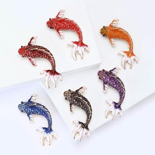 El esmalte Broche, aleación de zinc, Pez, chapado, Joyería & con diamantes de imitación, más colores para la opción, Vendido por UD