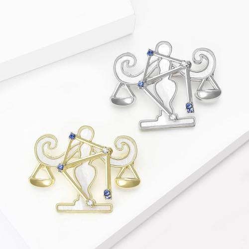 Rhinestone Brooch, Tibetan Style, Libra, plated, fashion jewelry & with rhinestone, more colors for choice, Sold By PC